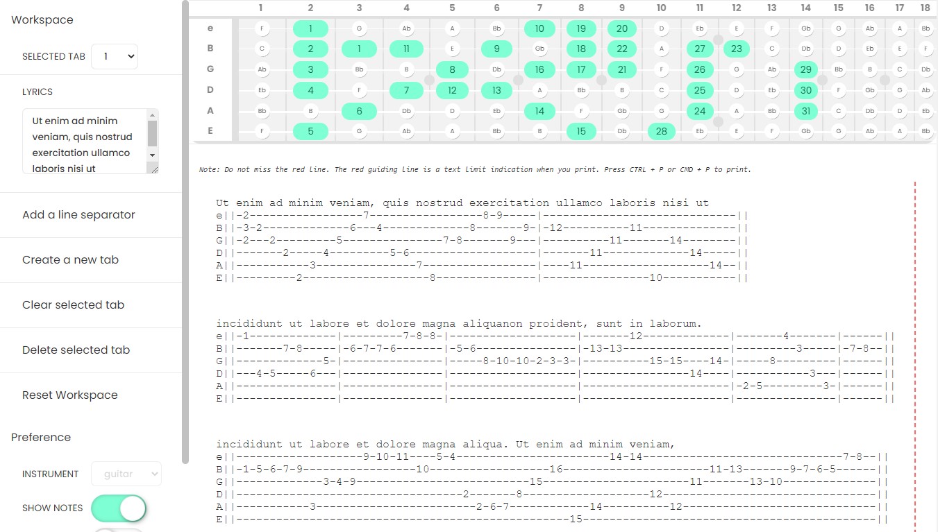 oMusic | Tabs Generator